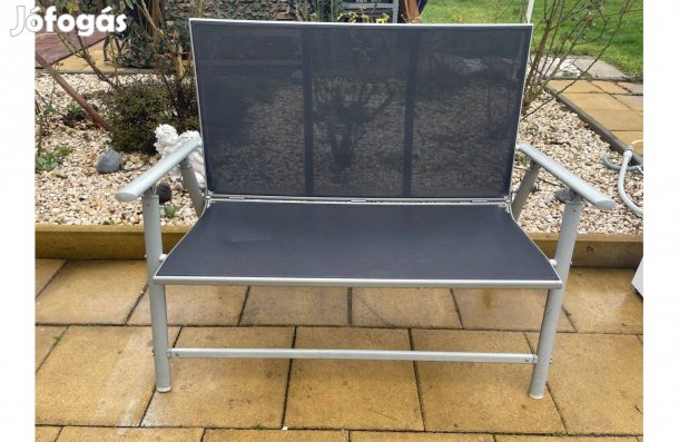 Erős Alu Textil Összecsukható Kerti Pad Szürke 120 cm 2 személyes
