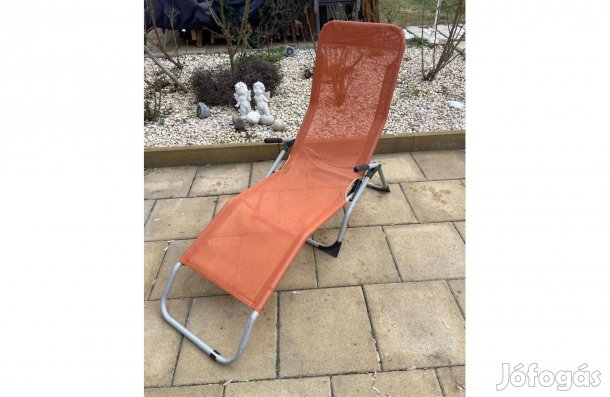 Erős Fém Vázas Textil Napozóágy Nyugágy Dönthető Összecsukható