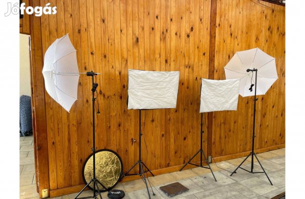 Esddi Profi Fotó Stúdió-felszerelés lámpákkal és háttérrel Állvánnyal