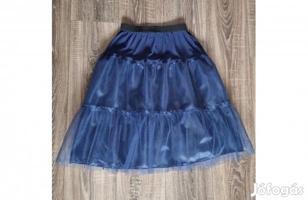 Esküvő ASZ49B 2+1 rétegű, fodros, sötétkék midi tüll alsószoknya bél