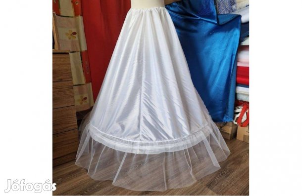 Esküvő ASZ70A - 72cm-es 1 körös fodros fehér selyem menyasszonyi alsós