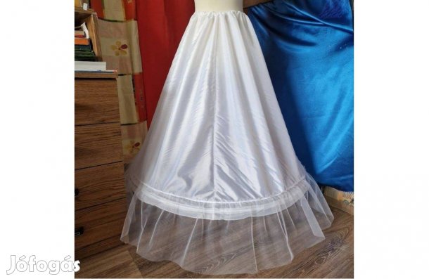 Esküvő ASZ70 - 80cm-es 1 körös fodros fehér selyem menyasszonyi alsósz