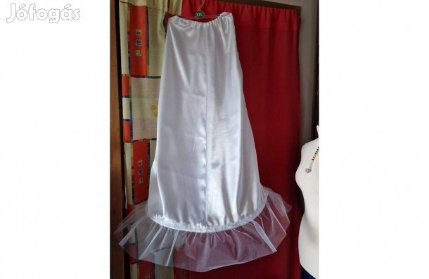 Esküvő ASZ81B - 56cm-es 1 körös fodros fehér szatén menyasszonyi alsós