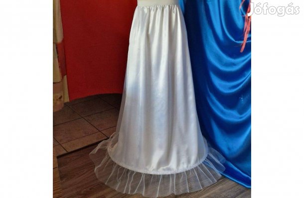 Esküvő ASZ81 - 65cm-es 1 körös fodros fehér szatén menyasszonyi alsósz