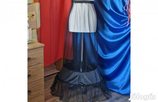 Esküvő ASZ82 - kb. 60cm-es 1 körös fodros fekete tüll alsószoknya, abr