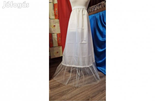 Esküvő ASZ89 - Ekrü selyem menyasszonyi alsószoknya tüll fodorral