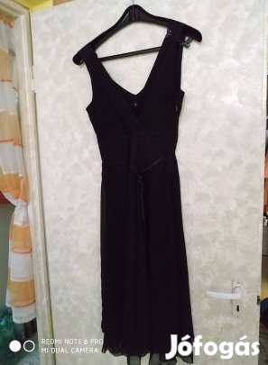 Esprit csinos fekete csipkebetétes muszlin ruha