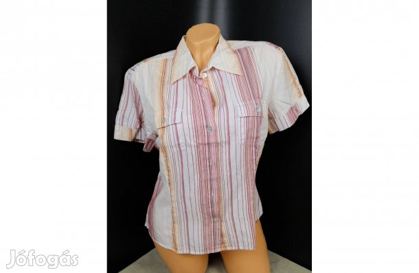 Esprit rózsaszín fehér csíkos rövid ujjú vékony gombos női ing