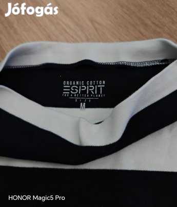 Esprit sötétkék fehér biopamut női pulcsi M