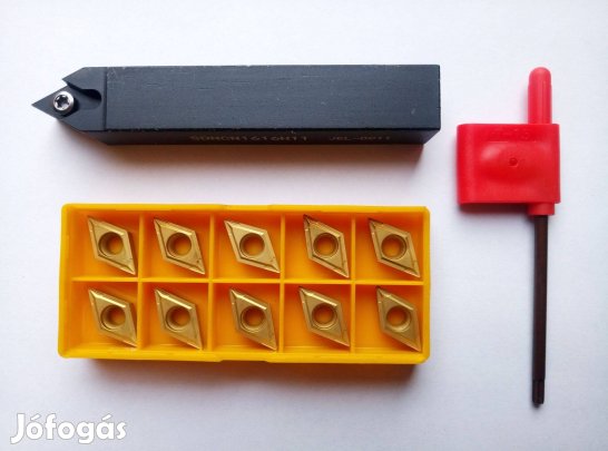 Esztergakés középre álló eszterga kés 16 mm szár + 10 db lapka