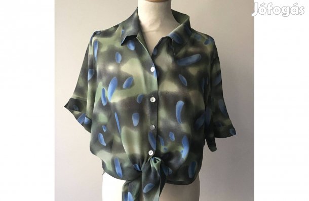 Eterna Mintás, női selyem zsorzsett blúz 38-as Rövid ujjú