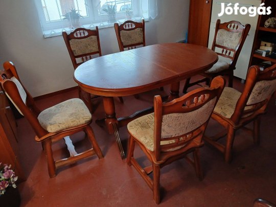 Étkező garnitúra bővíthető asztal 6db székkel cseresznye színben jó ál