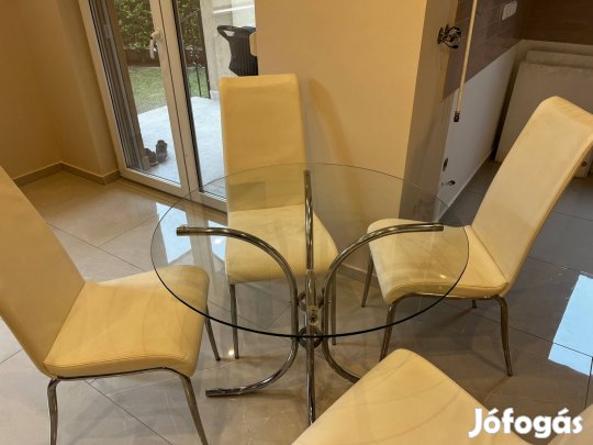 Étkező üvegasztal székekkel