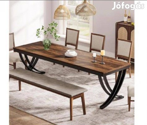 ÉtkezőasztalTribesigns,nagy,200×70×75 cm,ipari stílus,barna/fekete,Új