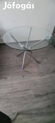 Étkezőasztal 90 cm. Magasság 73 cm; Anyaga: asztallap : edzett üveg, s