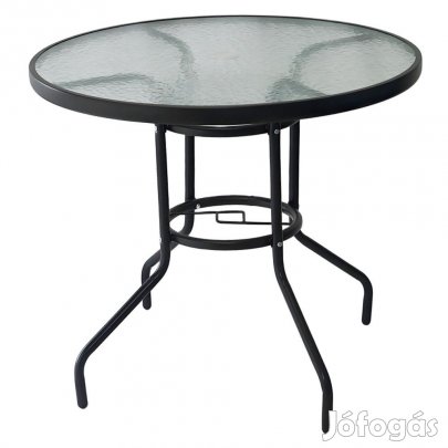 Étkezőasztal, fekete acél/edzett üveg, BORGEN NEW TYP 2