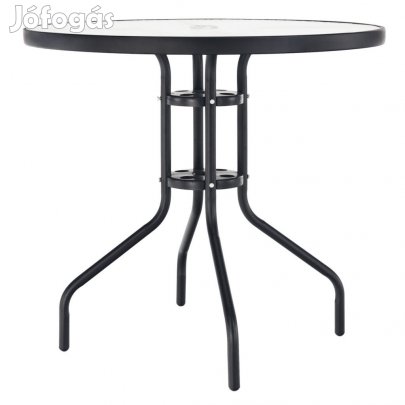 Étkezőasztal, fekete acél/edzett üveg, BORGEN TYP 2
