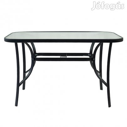 Étkezőasztal, fekete acél/edzett üveg, DEMAT NEW