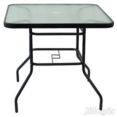 Étkezőasztal, fekete acél/edzett üveg, DEMAT NEW TYP 2
