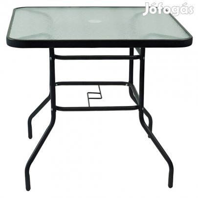 Étkezőasztal, fekete acél/edzett üveg, DEMAT NEW TYP 2