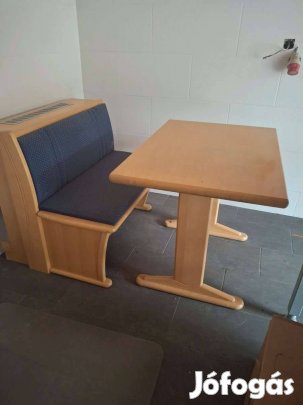Étkezőasztal, pad, 2 db szék