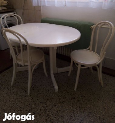 Étkezőasztal asztal 4 db thonet székkel fehér eladó