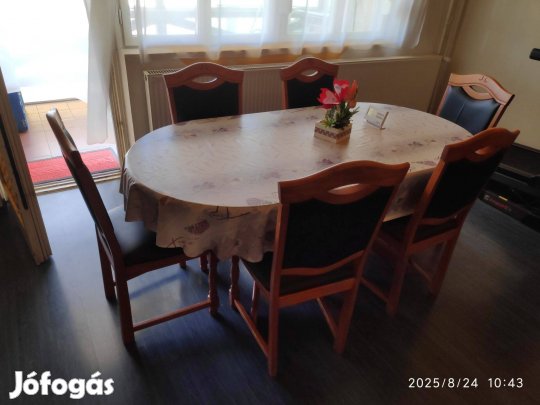 Étkezőasztal székekkel (Ovális 6 személyes)