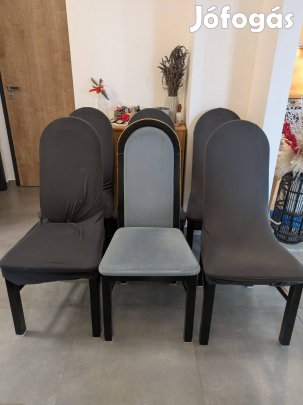 Étkezőszék - fekete - Fa/Bársony - 6db