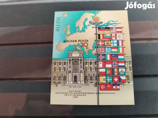 Europa Tanács 1986-os Bécsi Találkozója vágott ritka bélyegblo