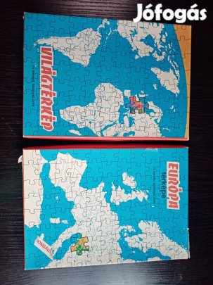 Európa térkép, Világtérkép - Retro puzzle / kirakó játék 2 db