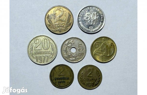 Európai érme 7 db belga lengyel csehszlovák szovjet CCCP horvát bolgár