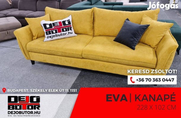 Eva egyenes kanapé ülőgarnitúra 228x102 cm bútor mustár ágyazható