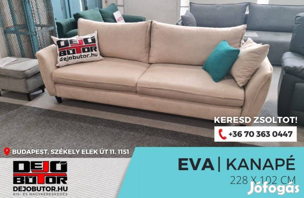 Eva rugós kanapé ülőgarnitúra 228x102 cm bézs ágyazható bútor