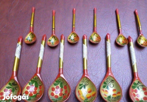 Evőeszköz készlet 12 db Új faragott fa kanál