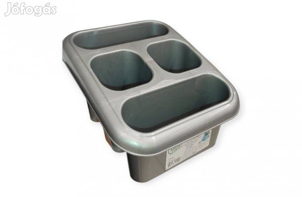 Evőeszköz-szárító állvány 4 rekesszel szürke, műanyag, 15x18x12 cm