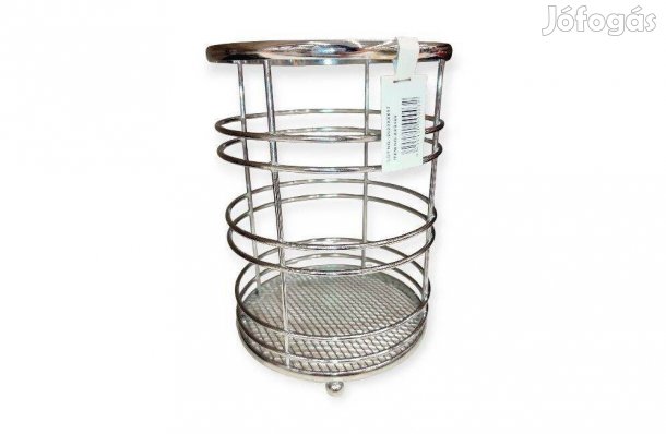 Evőeszköz-szárító ezüst színű fém, kerek kialakítás, 12x16 cm