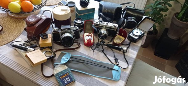 Exakta Yashica fényképezőgép és alkatrészek