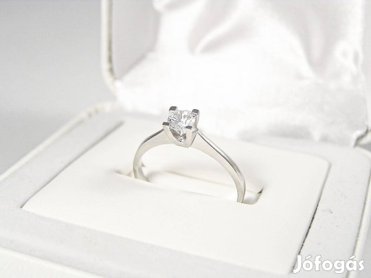 Exkluzív 14K Fehérarany Szoliter Gyémánt Gyűrű (0,25 ct)