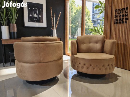 Exkluzív Chesterfield stílusú, gombtűzött alcantara jellegű forgószék