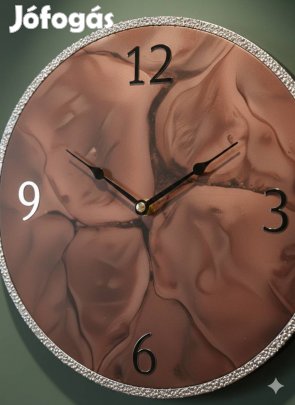 Exkluzív Kézműves Műgyanta Falióra Rose Gold és Csokoládé Elegancia