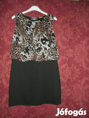 Exkluzív Női pilot Ruha Fekete alapon felül leopárd mintás 46-os