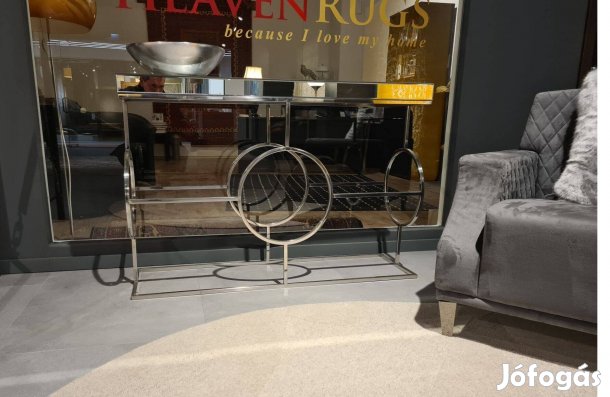 Exkluzív design konzolasztal üveg felülettel ezüst lábbal