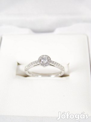 Exkluzív fehérarany gyűrű 0,25 ct brill gyémánttal halo foglalat