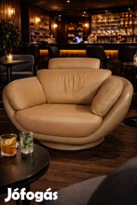 Exkluzív forgó bőr klubfotel, megkímélt állapotban