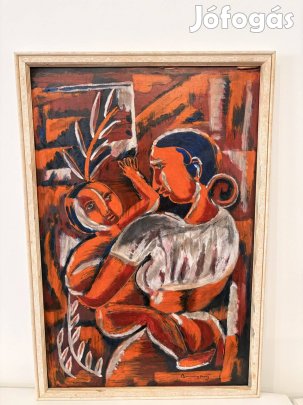 Expresszív modern olajfestmény - szignóval