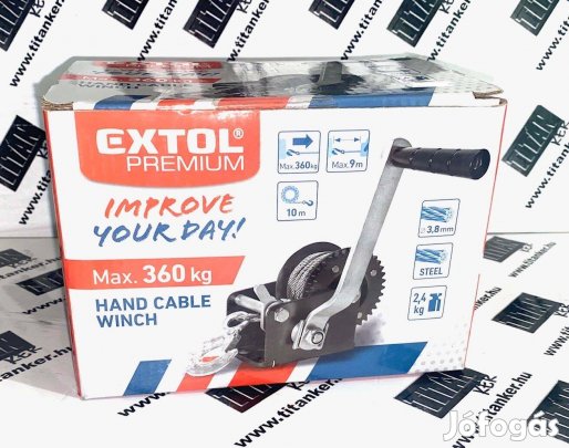 Extol Kézi csörlő Kábel csörlő kézicsörlő 360kg 8m