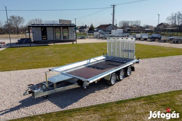 Extra erős (3500kg) új gépszállító utánfutó akciósan csak 2.790.000 Ft