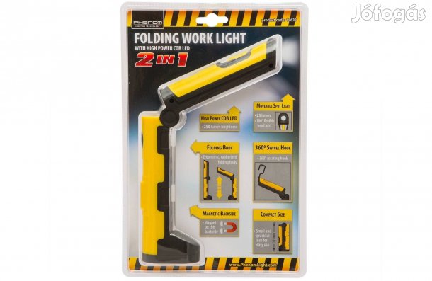 Extra fényű Összecsukható COB LED-es munkalámpa és irányfény elemlámpa