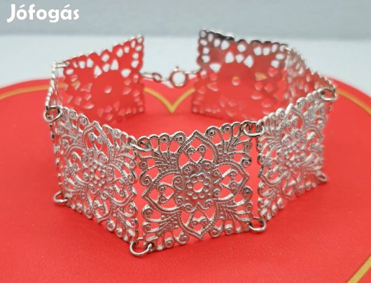 Ezüst 925 antik meseszép csipkés karkötő