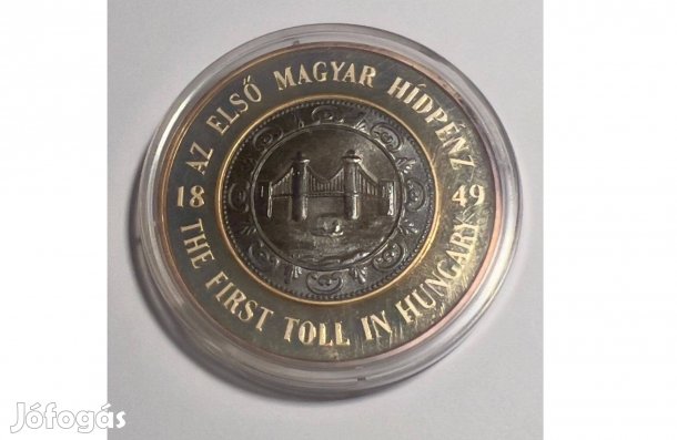 Ezüst Emlékérme Első Magyar Hídpénz MKB 999,9/1000 Súly: 31,1 g (1 Oz)
